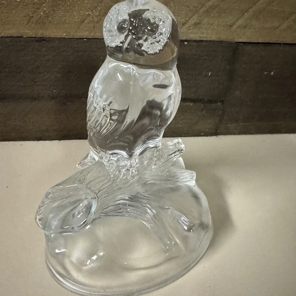 Lead Crystal Owl on Branch Frosted‎ Base 5.5